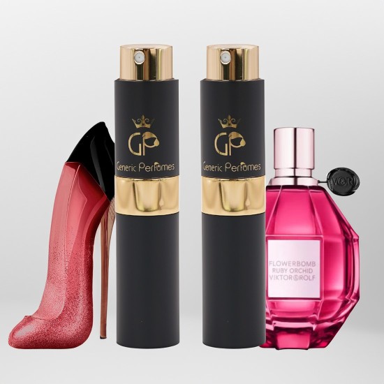 Spend $150 to get 2 Pcs Travel Spray 1- Flowerbomb Ruby Orchid Women 2- Very Good Girl Glam Women